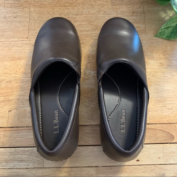 L.L. Bean Leather Slip On Brown Clogs Shoes 8.5 - Picture 6 of 8